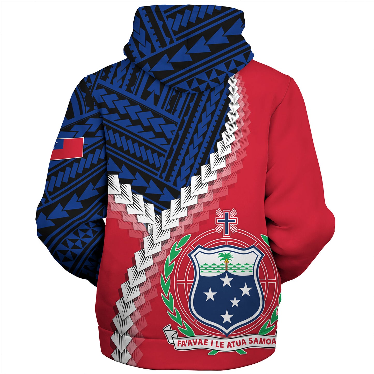 Samoa Sherpa Hoodie Samoa Coat Of Arms With Polynesian Tattoo Flag Style