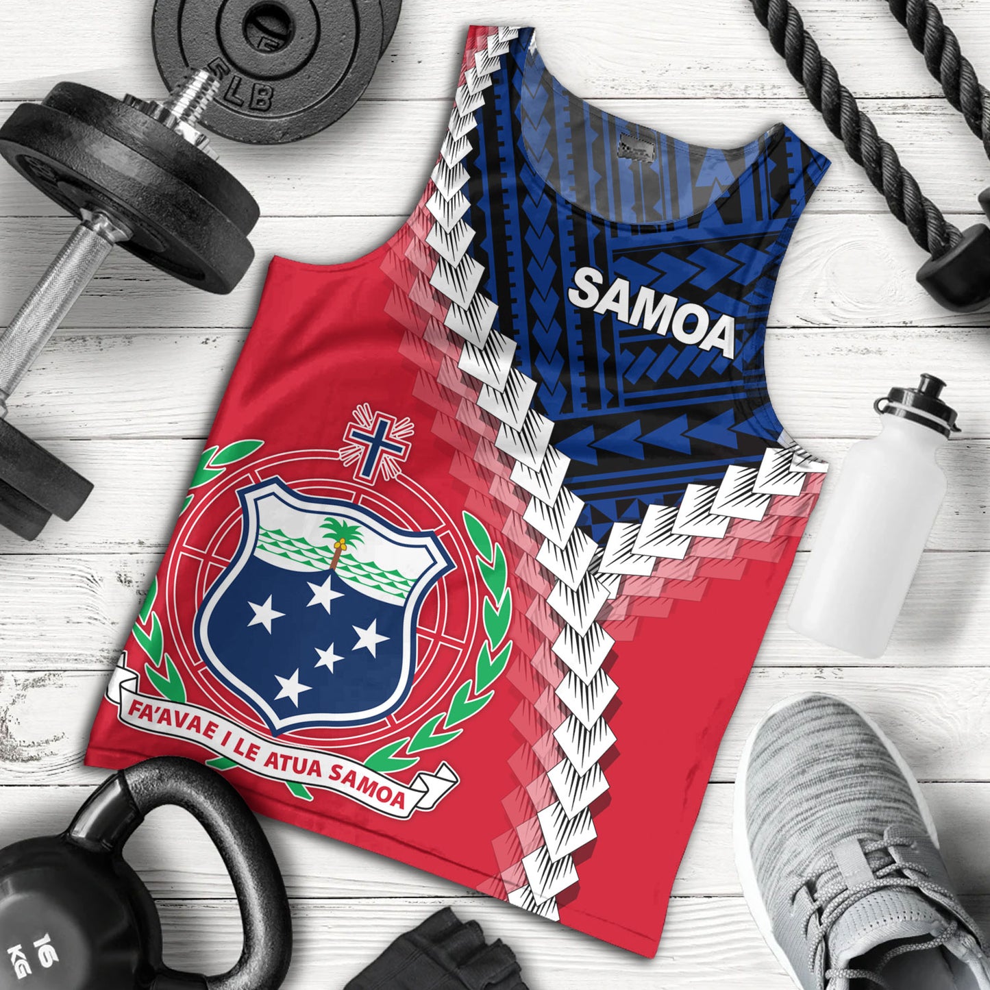 Samoa Tank Top Samoa Coat Of Arms With Polynesian Tattoo Flag Style