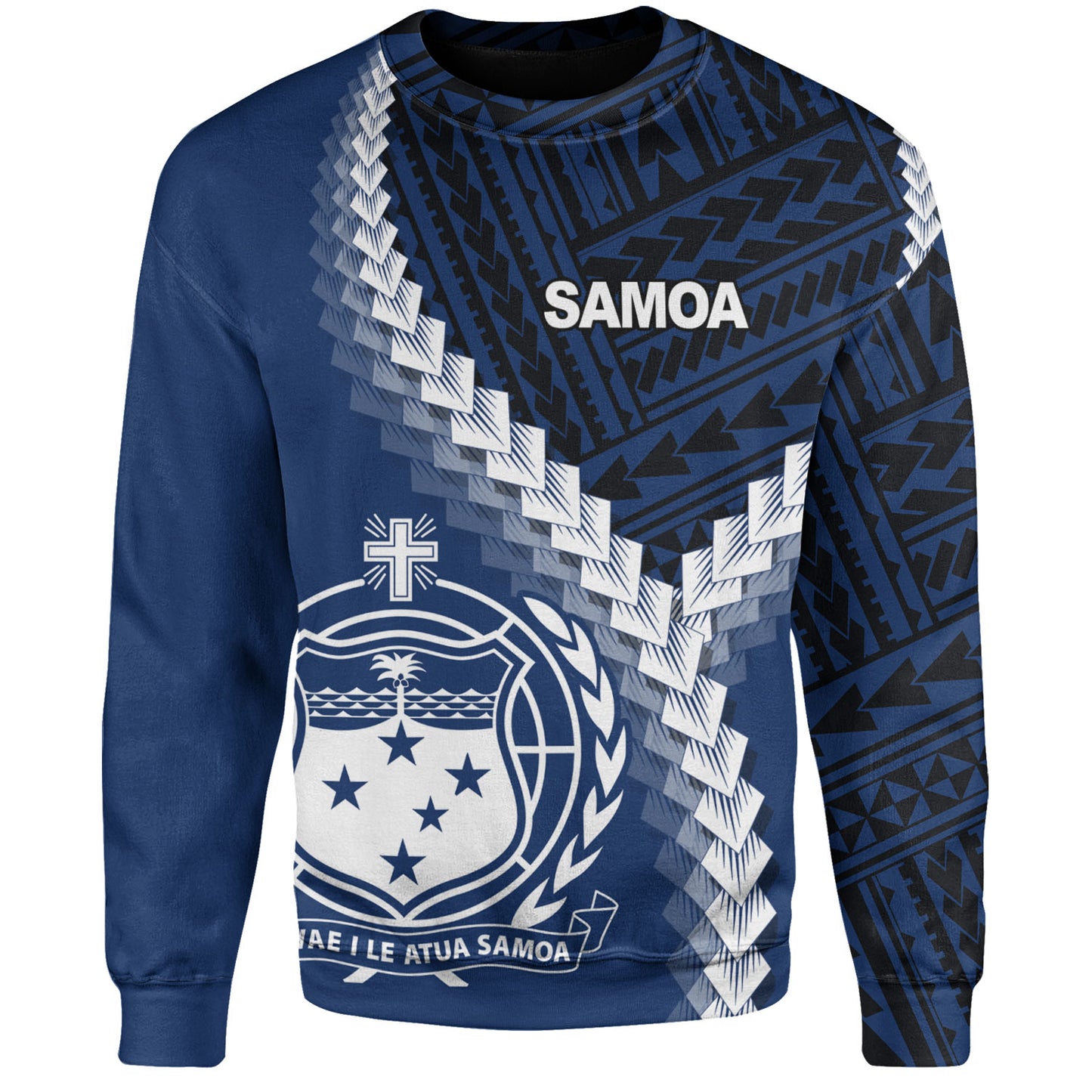 Samoa Sweatshirt Samoa Coat Of Arms With Polynesian Tattoo Style