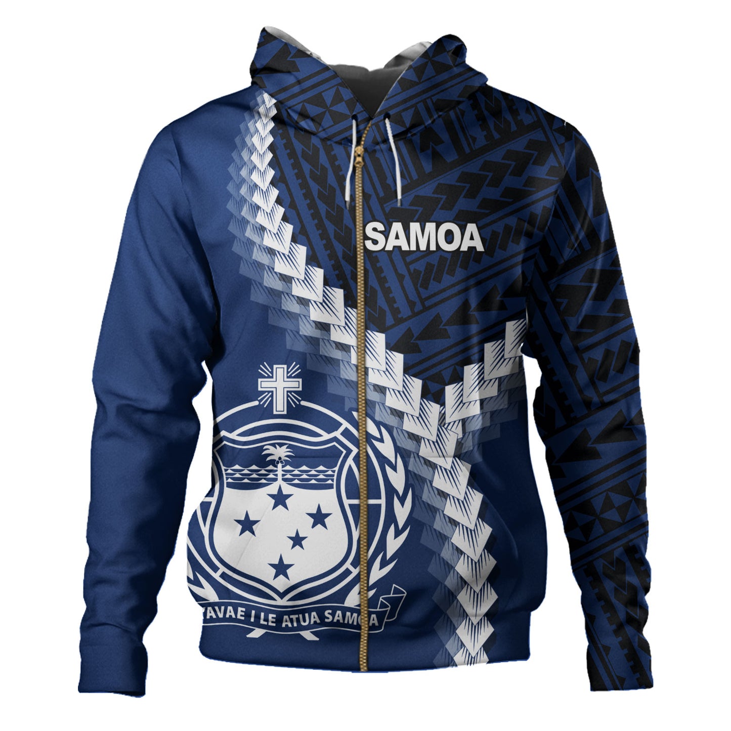 Samoa Hoodie Samoa Coat Of Arms With Polynesian Tattoo Style