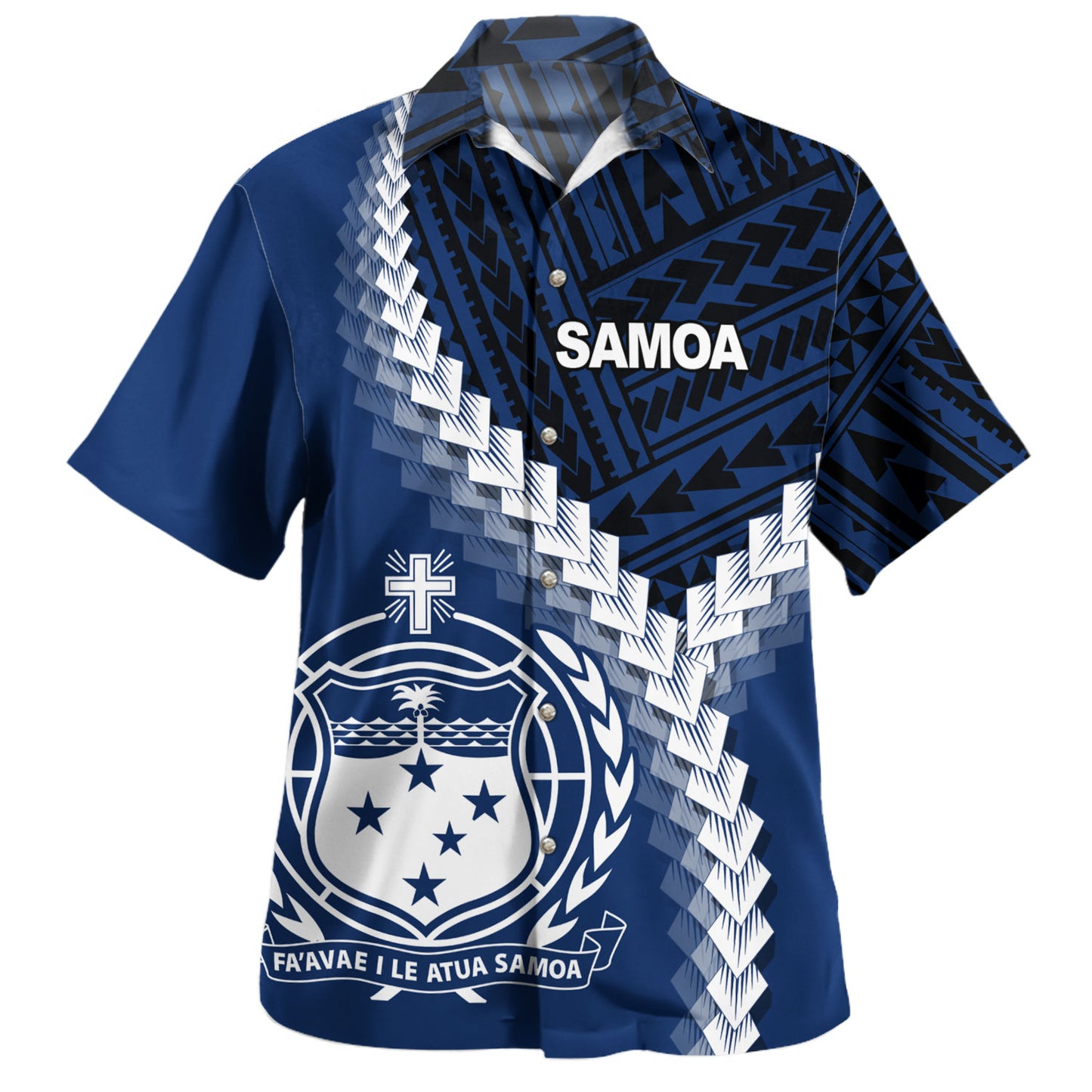 Samoa Hawaiian Shirt Samoa Coat Of Arms With Polynesian Tattoo Style
