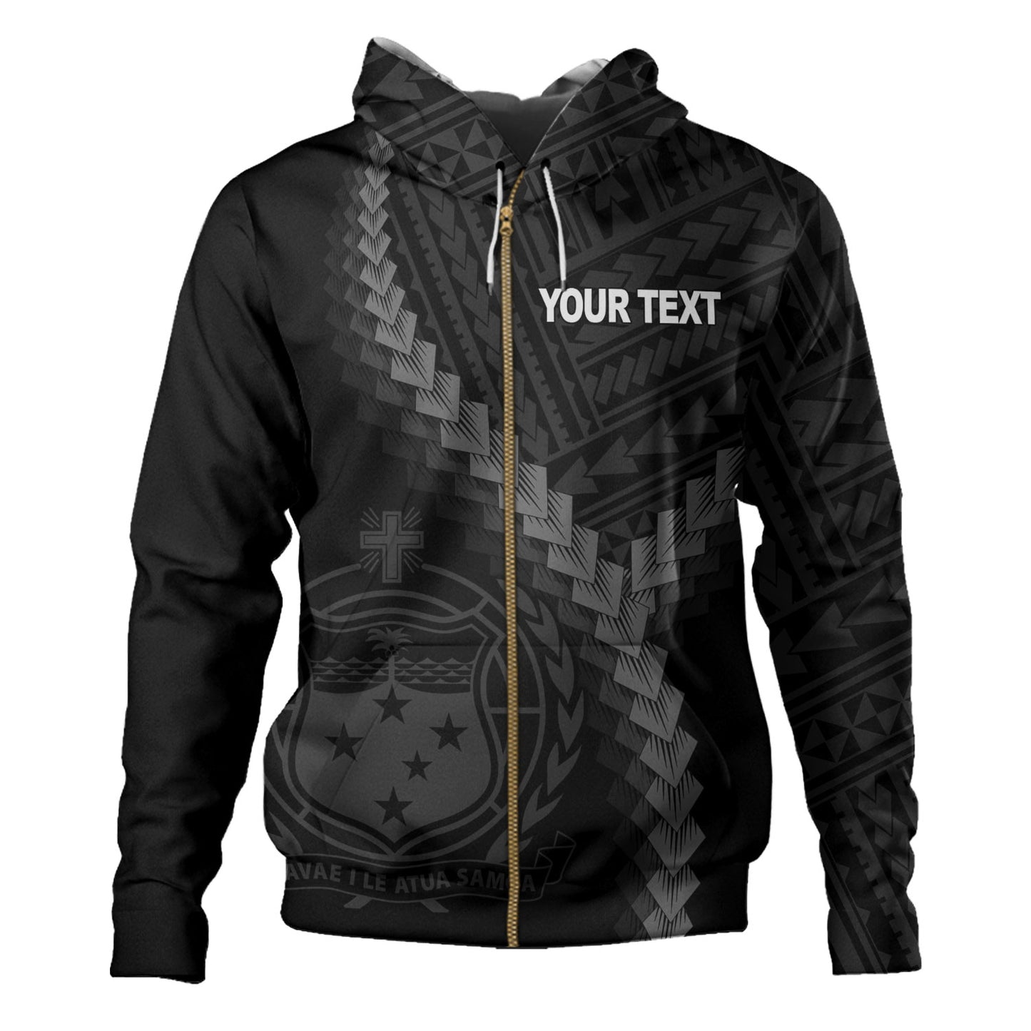 Samoa Hoodie Samoa Coat Of Arms With Polynesian Tattoo Style