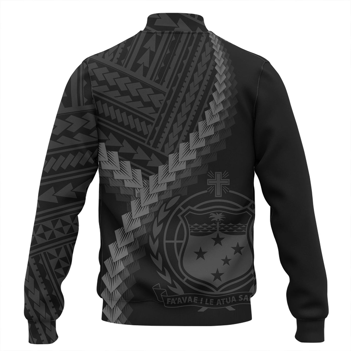 Samoa Baseball Jacket Samoa Coat Of Arms With Polynesian Tattoo Style