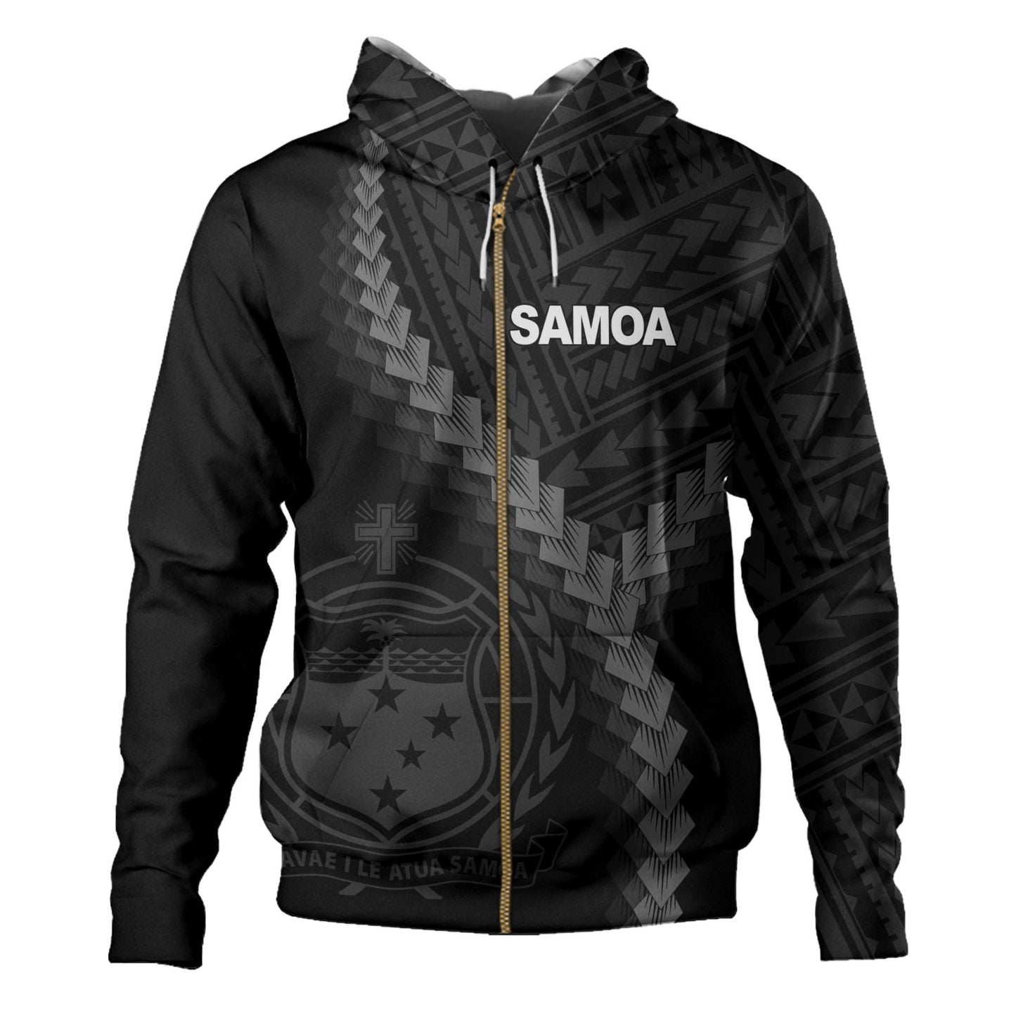 Samoa Hoodie Samoa Coat Of Arms With Polynesian Tattoo Style