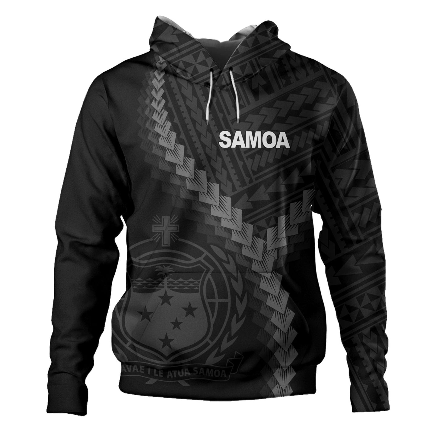 Samoa Hoodie Samoa Coat Of Arms With Polynesian Tattoo Style