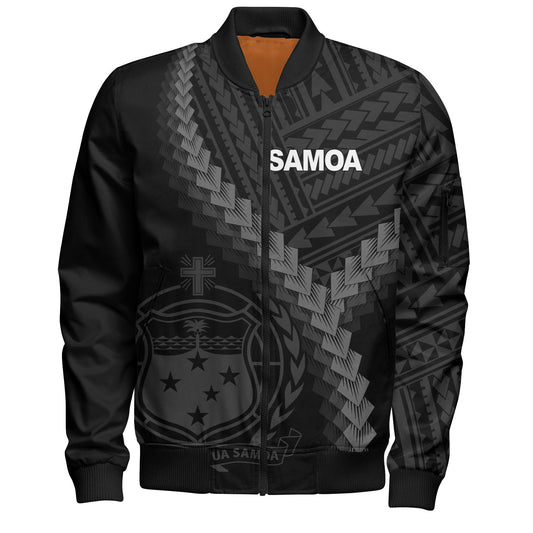 Samoa Bomber Jacket Samoa Coat Of Arms With Polynesian Tattoo Style