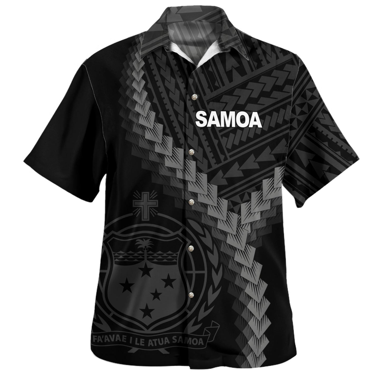 Samoa Hawaiian Shirt Samoa Coat Of Arms With Polynesian Tattoo Style