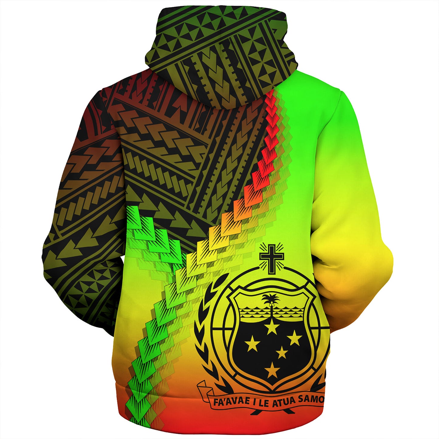 Samoa Sherpa Hoodie Samoa Coat Of Arms With Polynesian Tattoo Style