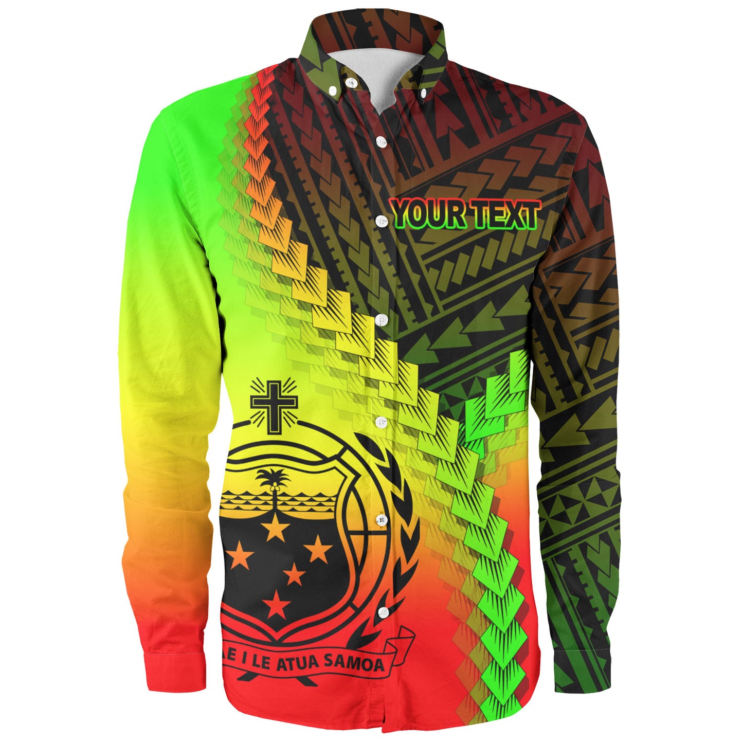 Samoa Long Sleeve Shirt Samoa Coat Of Arms With Polynesian Tattoo Style