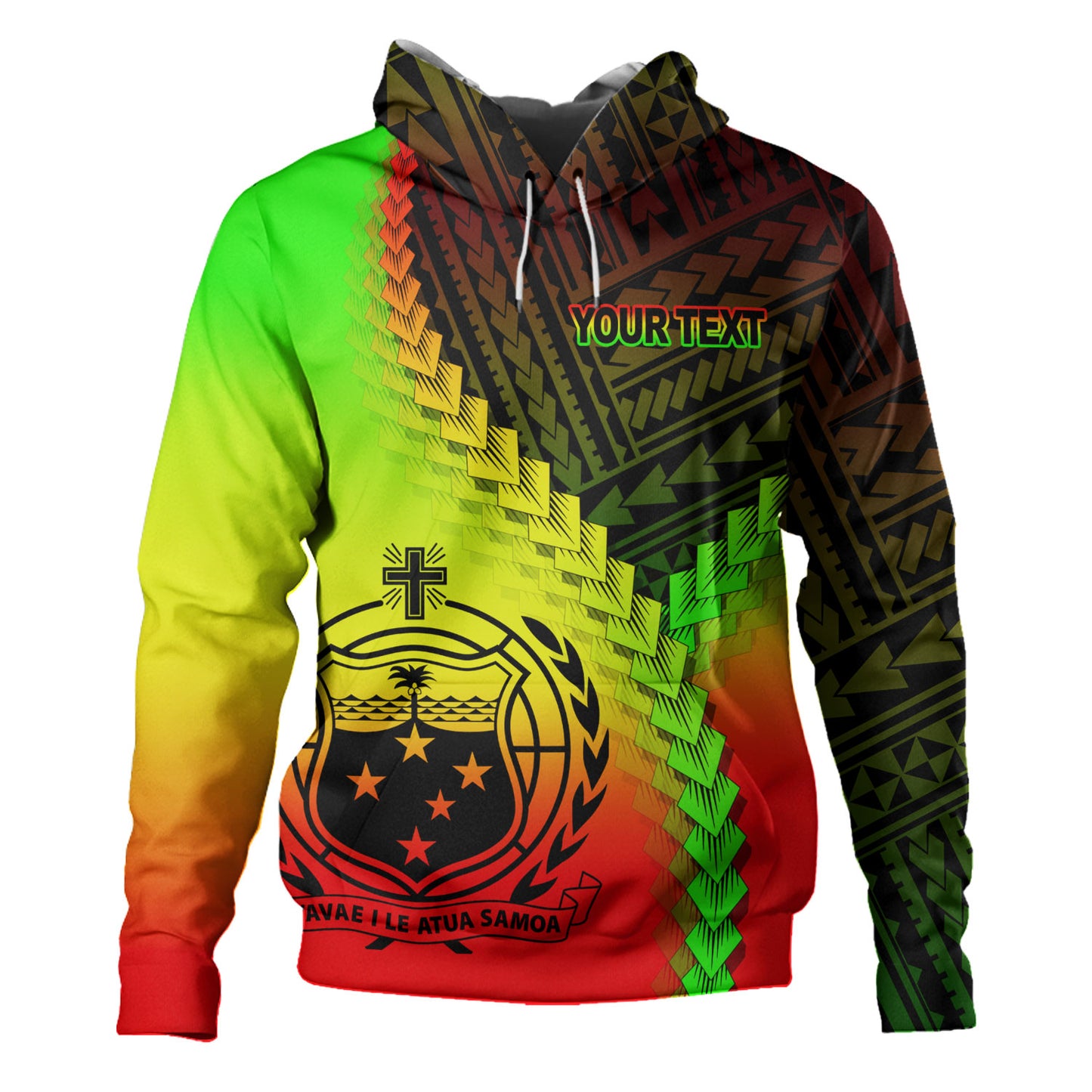 Samoa Hoodie Samoa Coat Of Arms With Polynesian Tattoo Style
