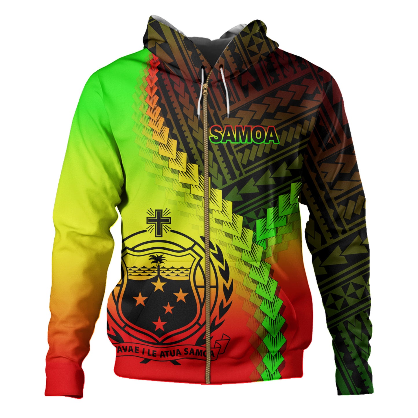 Samoa Hoodie Samoa Coat Of Arms With Polynesian Tattoo Style