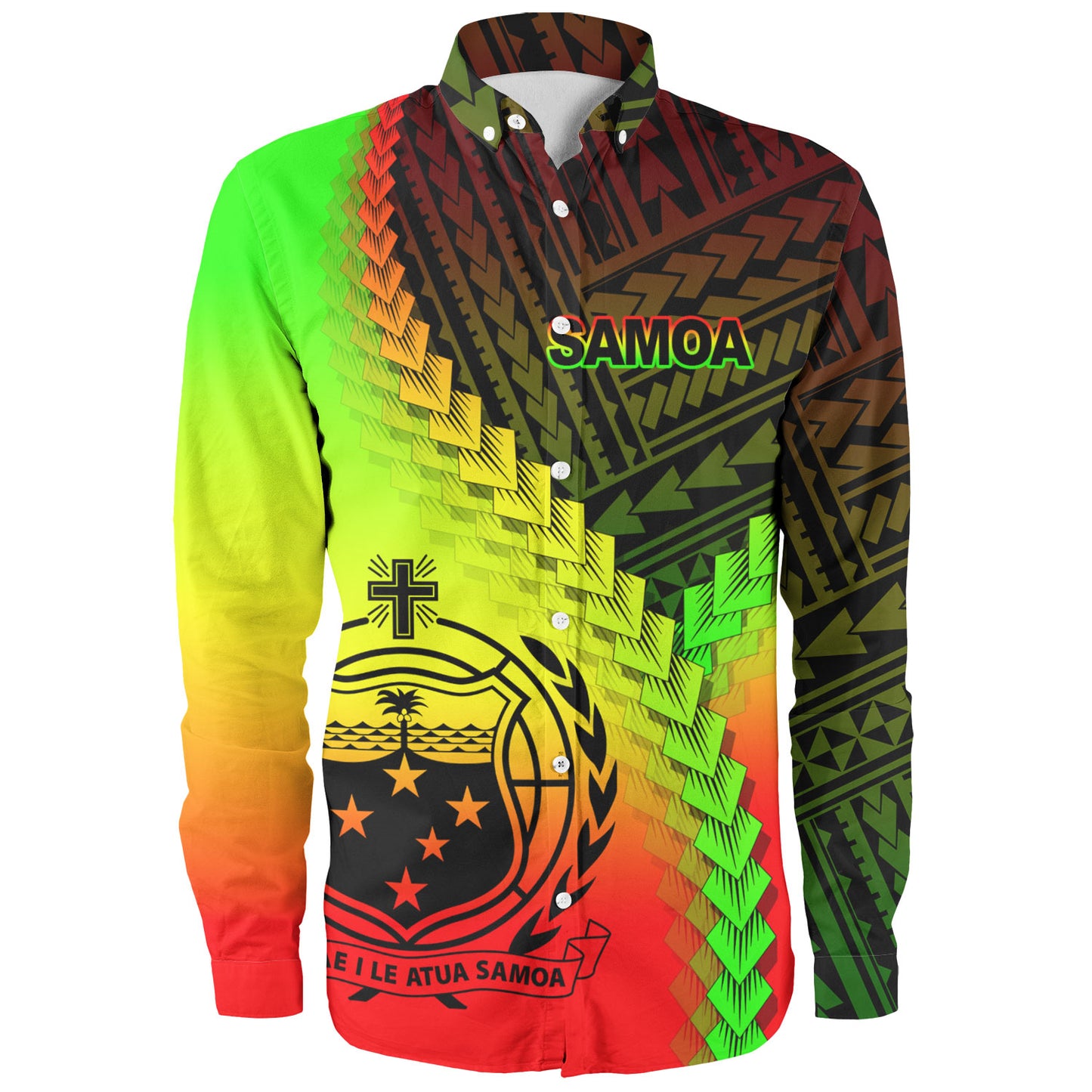 Samoa Long Sleeve Shirt Samoa Coat Of Arms With Polynesian Tattoo Style