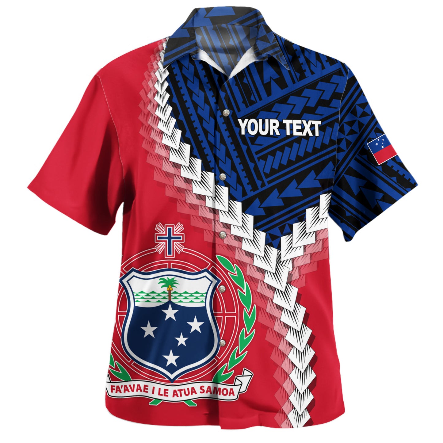 Samoa Hawaiian Shirt Samoa Coat Of Arms With Polynesian Tattoo Flag Style