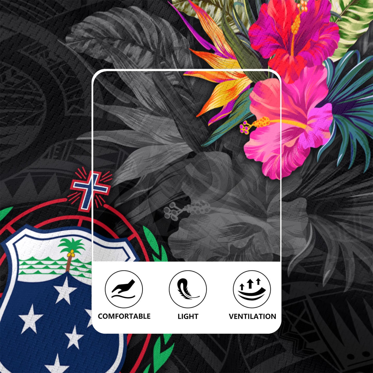 Samoa Rugby Jersey Custom Samoa Coat Of Arms With Tropical Flowers Special