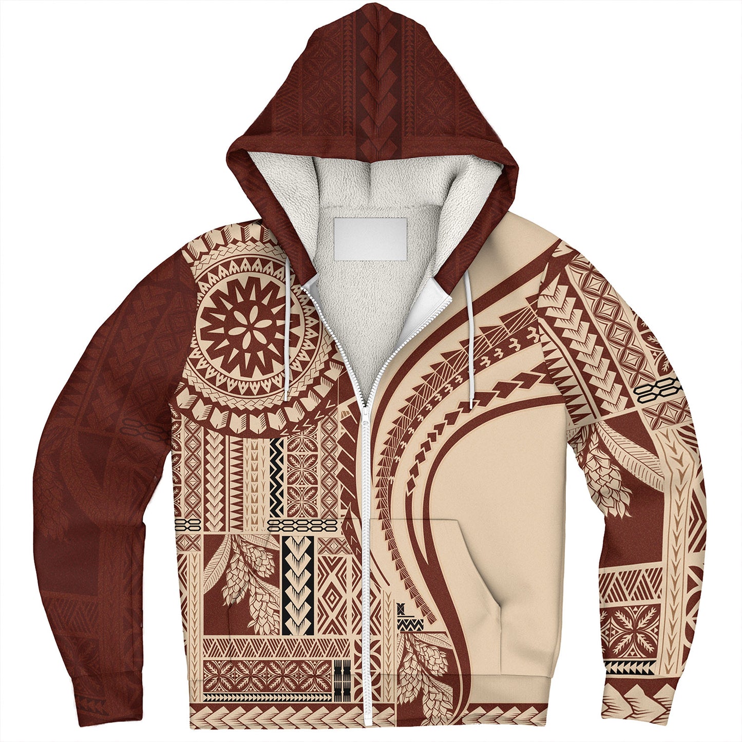 Samoa Sherpa Hoodie Samoan Siapo Brown Design