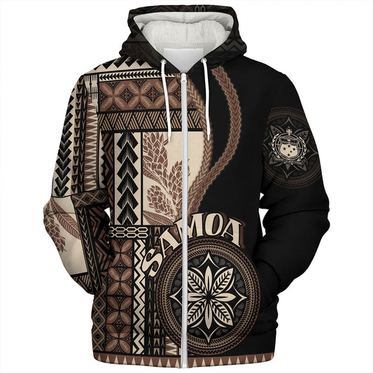 Samoa Sherpa Hoodie Custom Samoan Siapo Motif Classic Style
