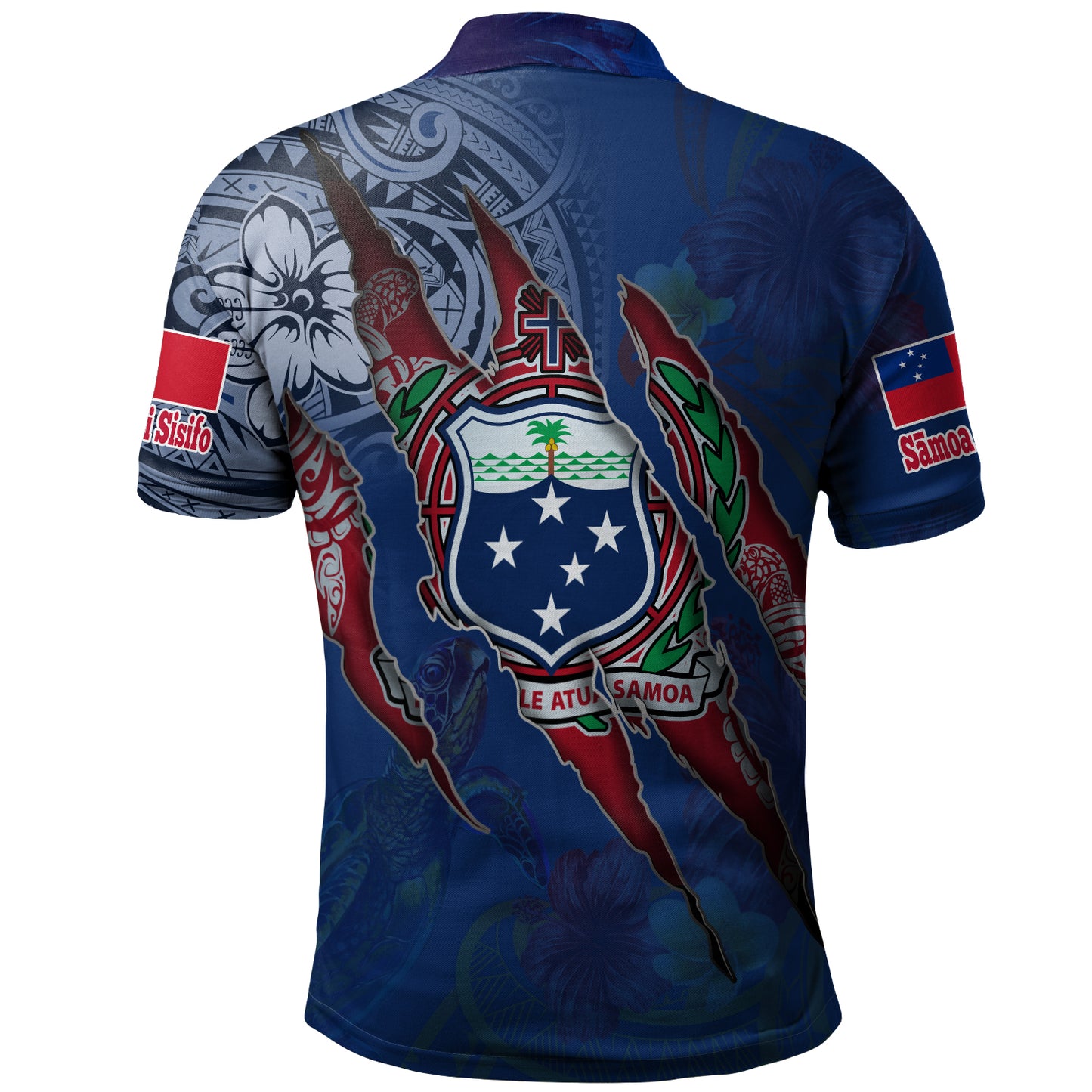 Samoa Polo Shirt Custom Samoan Blood Inside Me Polynesian Sleeve Tattoo Tropical Blue