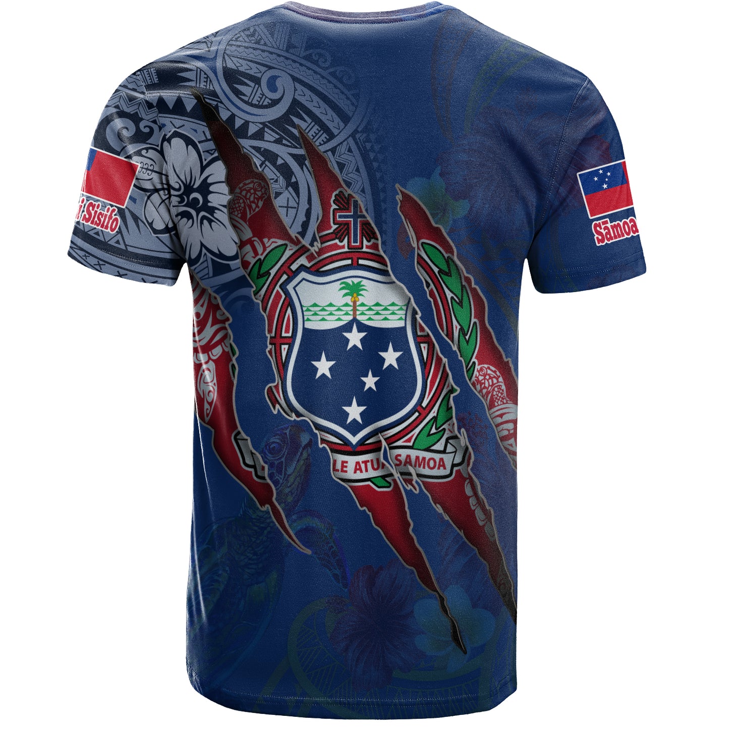 Samoa T-Shirt Custom Samoan Blood Inside Me Polynesian Sleeve Tattoo Tropical Blue