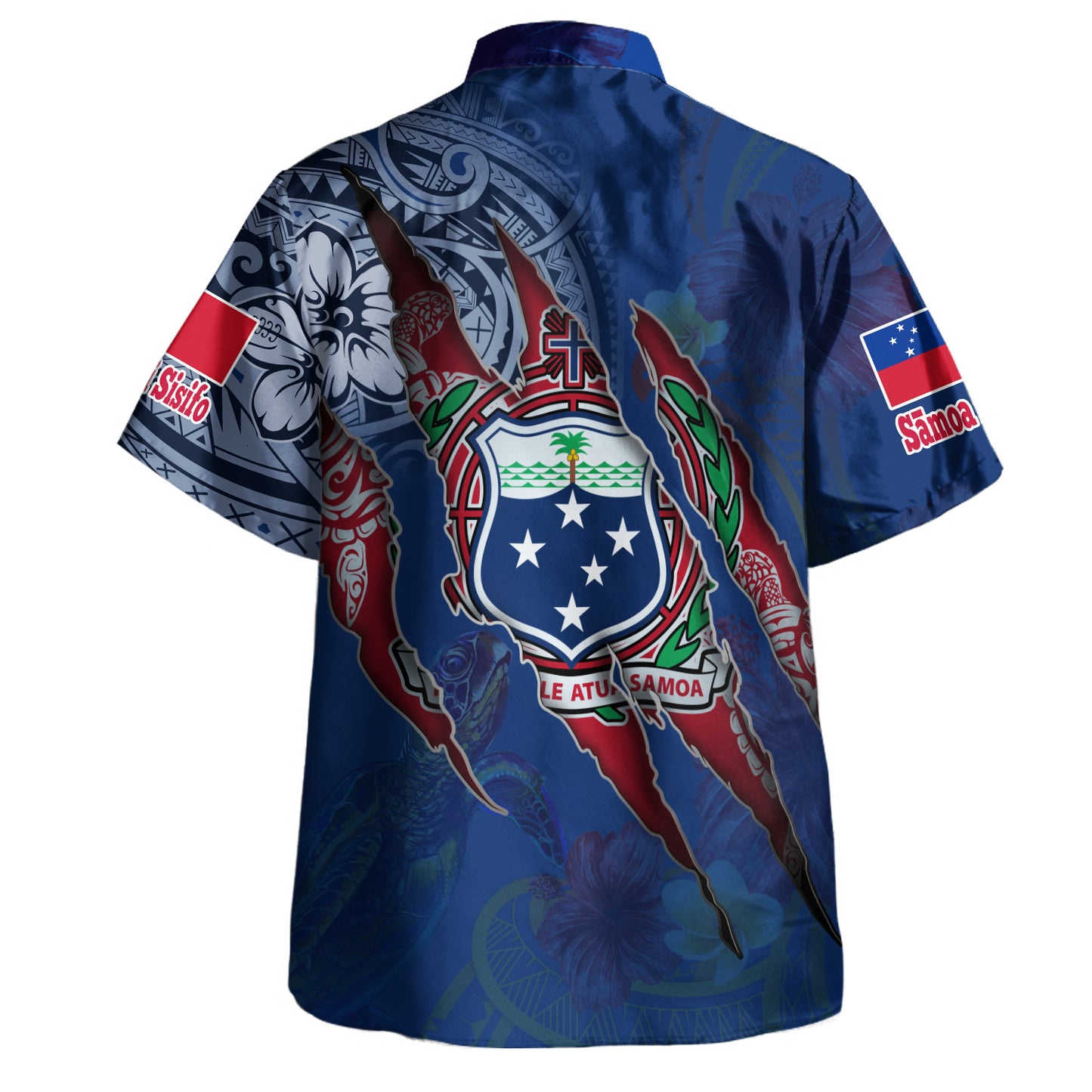 Samoa Hawaiian Shirt Custom Samoan Blood Inside Me Polynesian Sleeve Tattoo Tropical Blue
