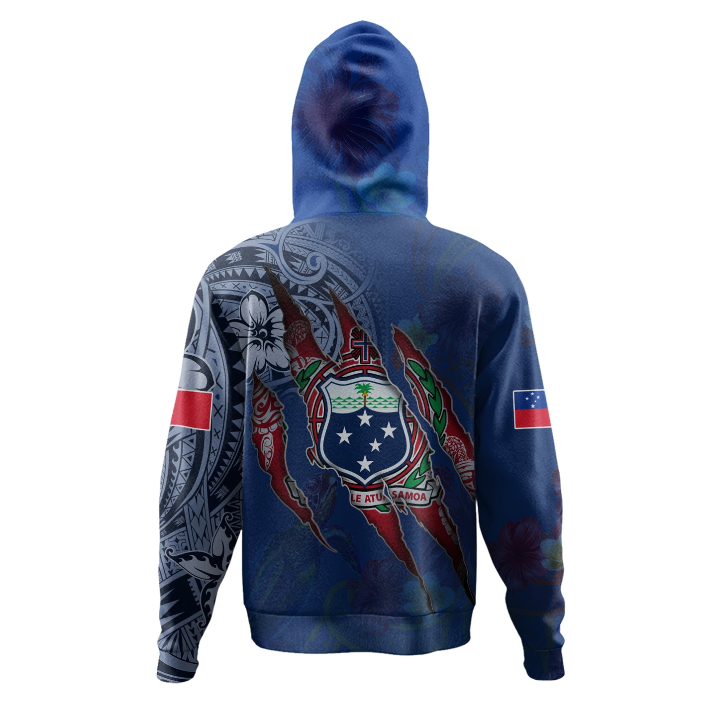 Samoa Hoodie Custom Samoan Blood Inside Me Polynesian Sleeve Tattoo Tropical Blue