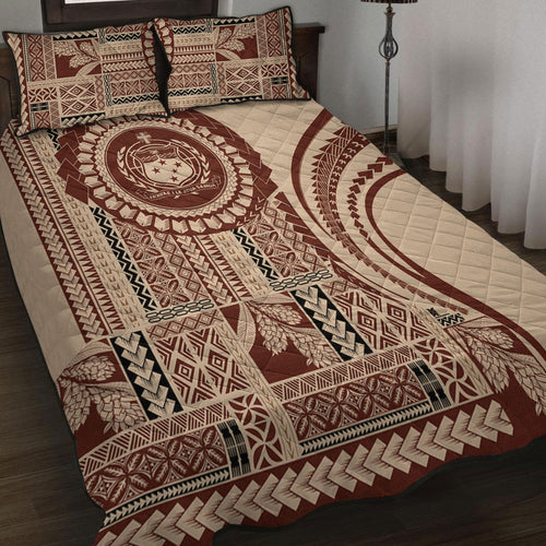 Samoa Quilt Bed Set Seal Samoan Siapo Brown Design