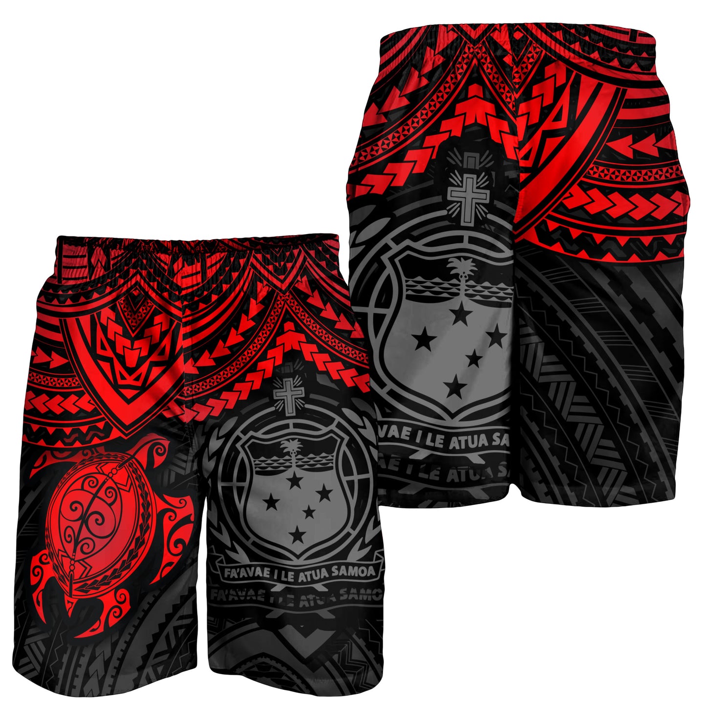 Samoa Polynesian Shorts (Men) - Red Turtle
