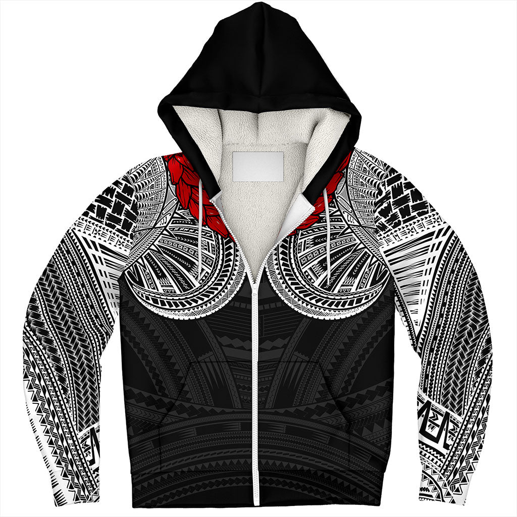 Samoa Sherpa Hoodie Ula Fala Tatau Design