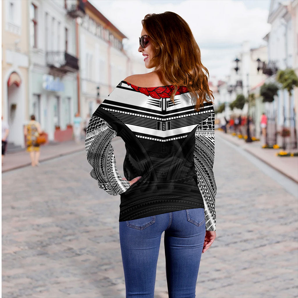 Samoa Off Shoulder Sweatshirt Ula Fala Tatau Design