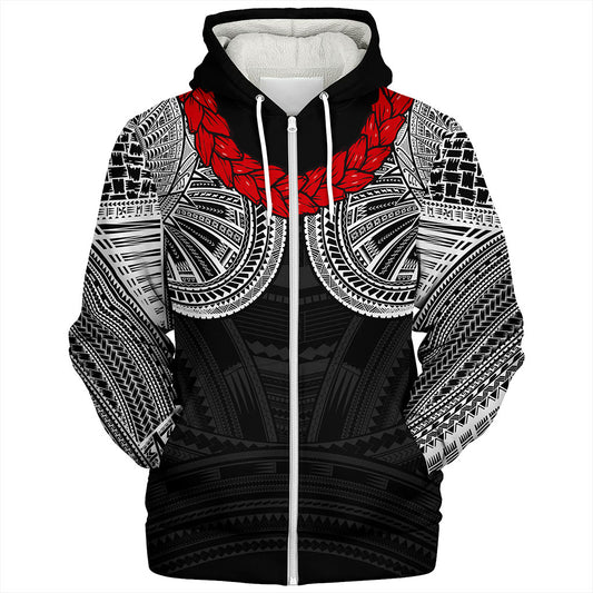 Samoa Sherpa Hoodie Ula Fala Tatau Design
