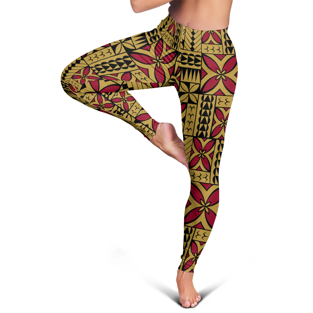 Samoa Legging Siapo Design Tribal Pattern Yellow