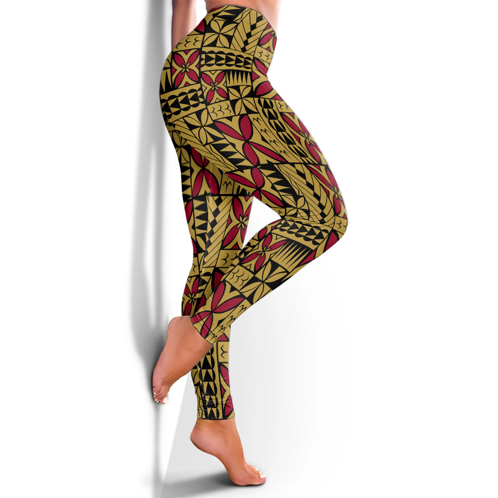 Samoa Legging Siapo Design Tribal Pattern Yellow
