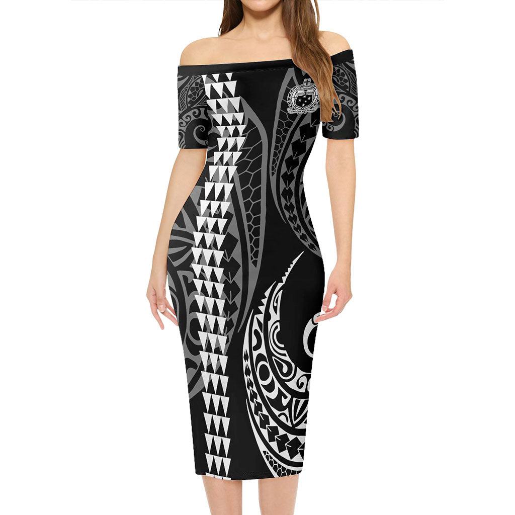 Samoa Combo Short Sleeve Dress And Shirt Kakau Style White