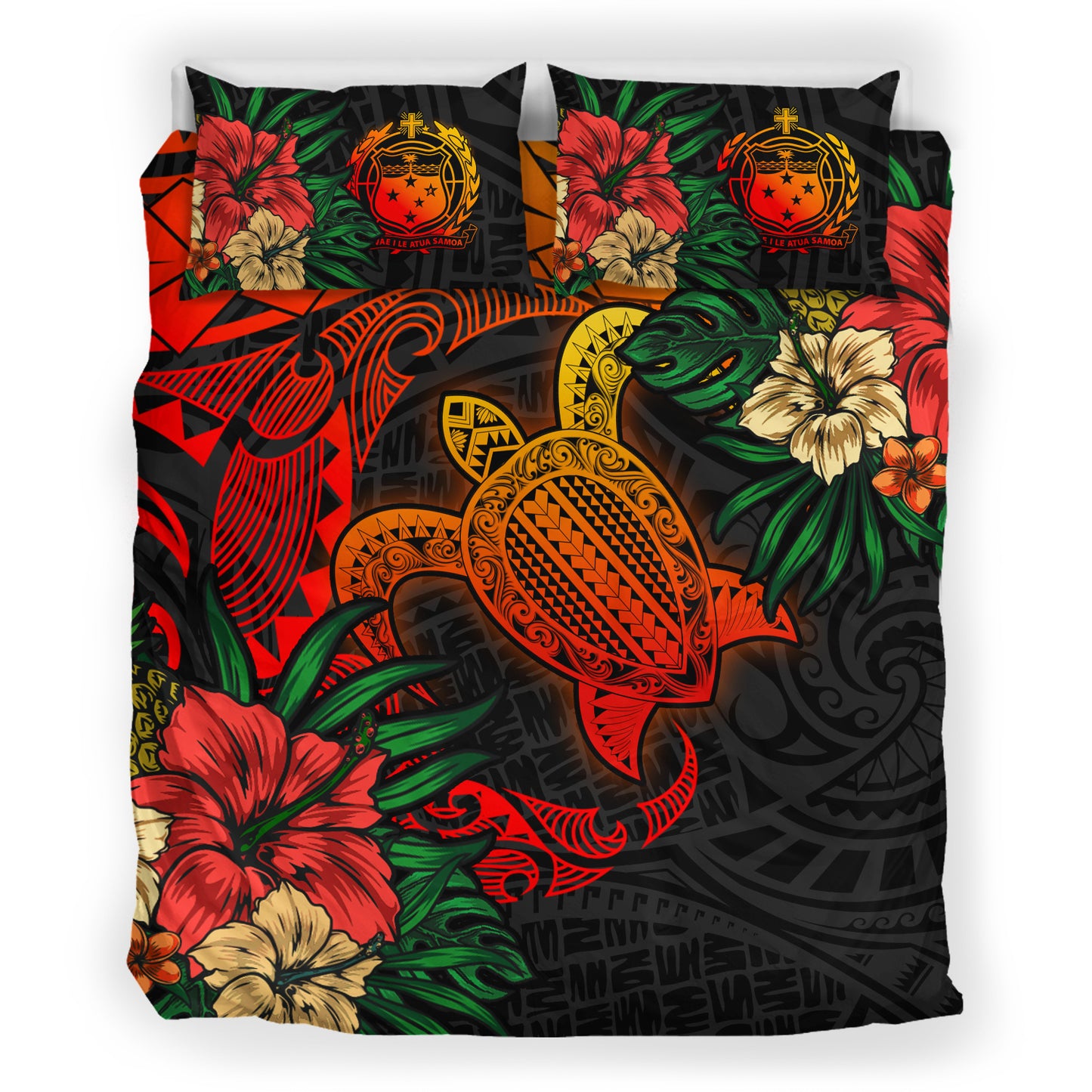 Samoa Bedding Set - Samoa Polynesian Turtle Tropical Bedding Set
