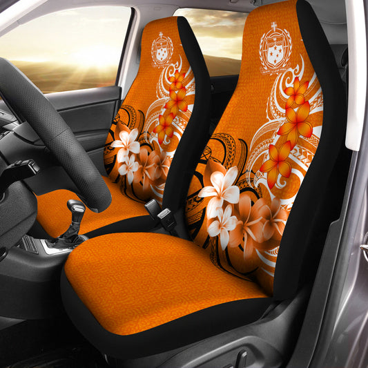 Samoa Car Seat Covers Polynesian Floral Spirit Orange
