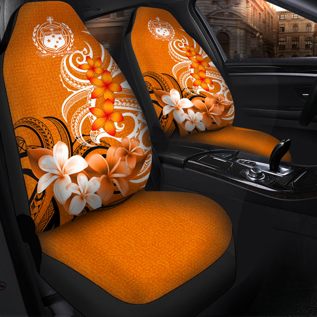 Samoa Car Seat Covers Polynesian Floral Spirit Orange