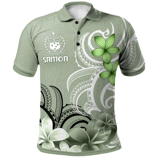 Samoa Polo Shirt Custom Personalised Floral Spirit Sage Green