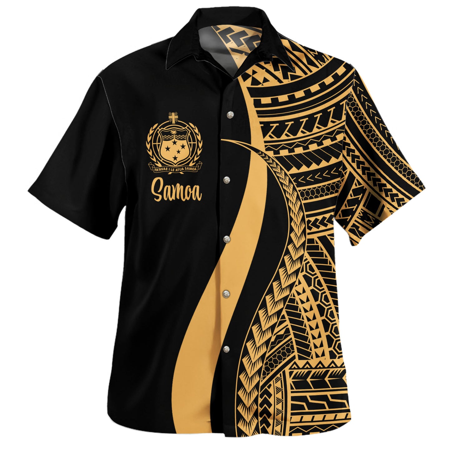 Samoa Combo Dress And Shirt - Polynesian Tentacle Tribal Pattern Gold