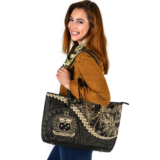 Samoa Leather Tote Bag Coconut Tree Style
