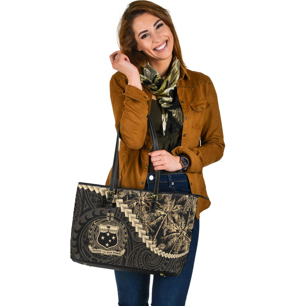 Samoa Leather Tote Bag Coconut Tree Style