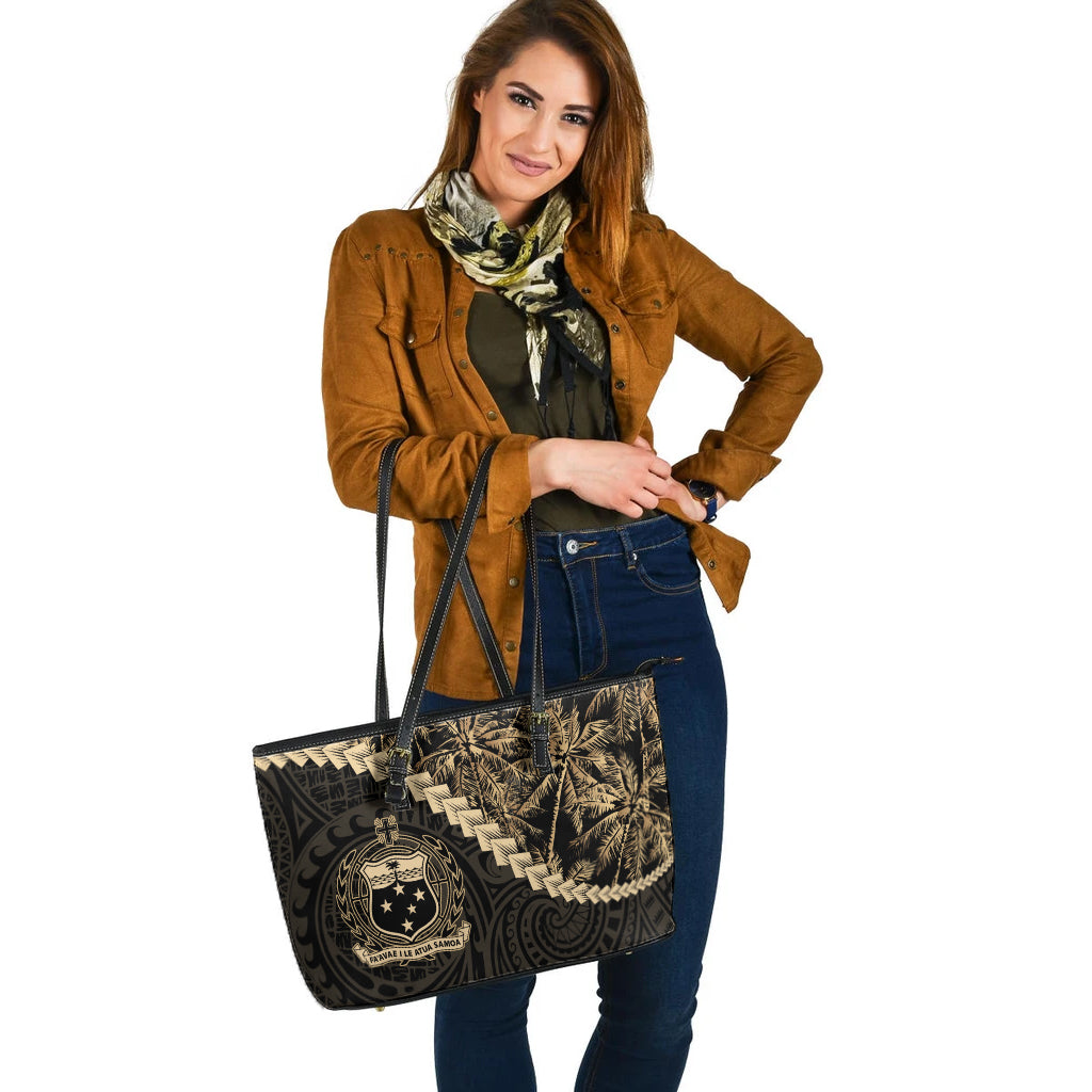 Samoa Leather Tote Bag Coconut Tree Style