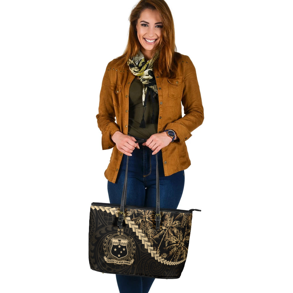 Samoa Leather Tote Bag Coconut Tree Style
