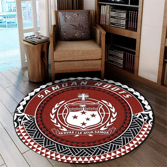 Samoa Round Rugs Roots Coat Of Arms Style