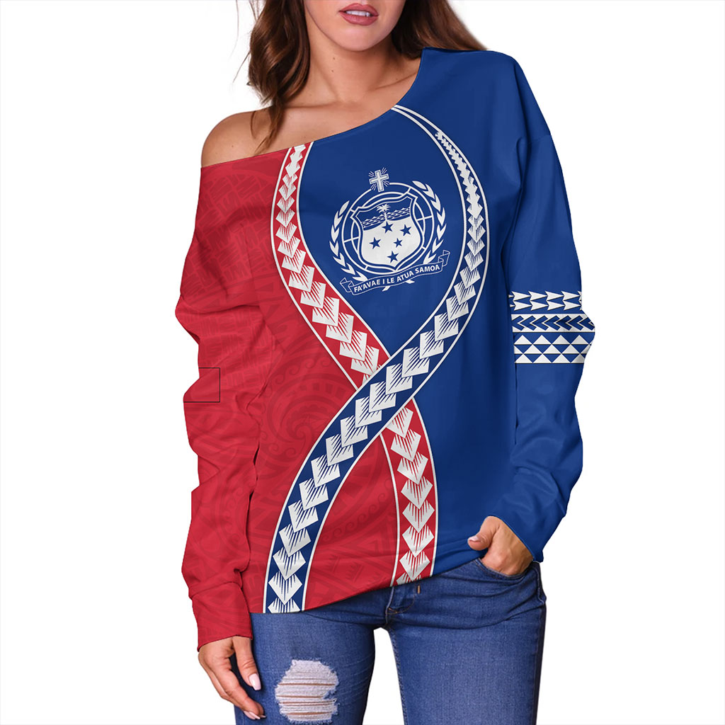 Samoa Off Shoulder Sweatshirt Tribal Polynesian In My Heart