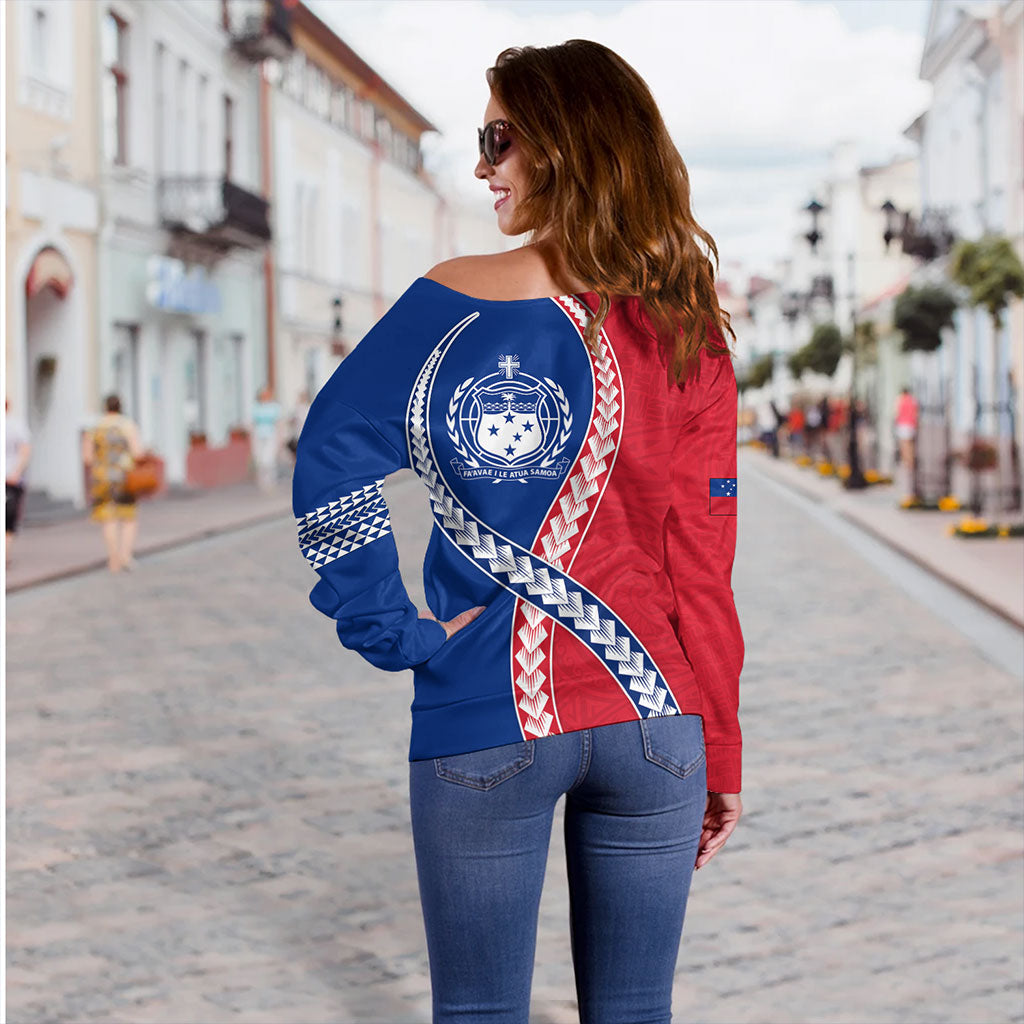 Samoa Off Shoulder Sweatshirt Tribal Polynesian In My Heart