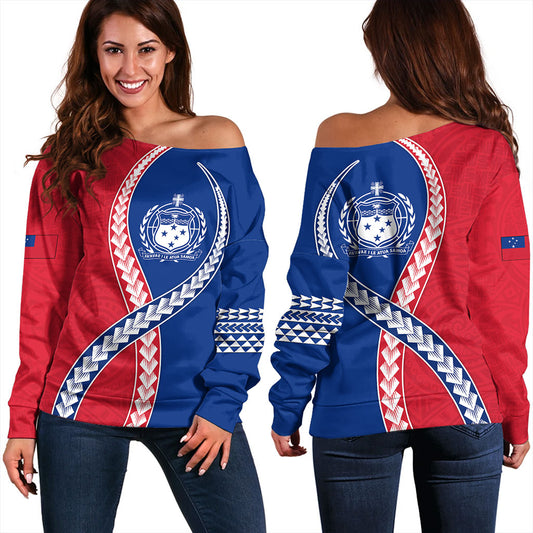 Samoa Off Shoulder Sweatshirt Tribal Polynesian In My Heart