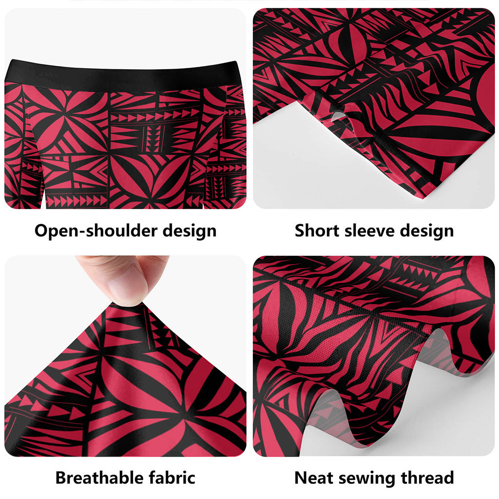 Samoa Combo Short Sleeve Dress And Shirt Design Stretch Print Fabric Pink