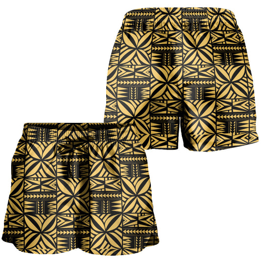 Samoa Women Shorts Design Stretch Print Fabric Gold