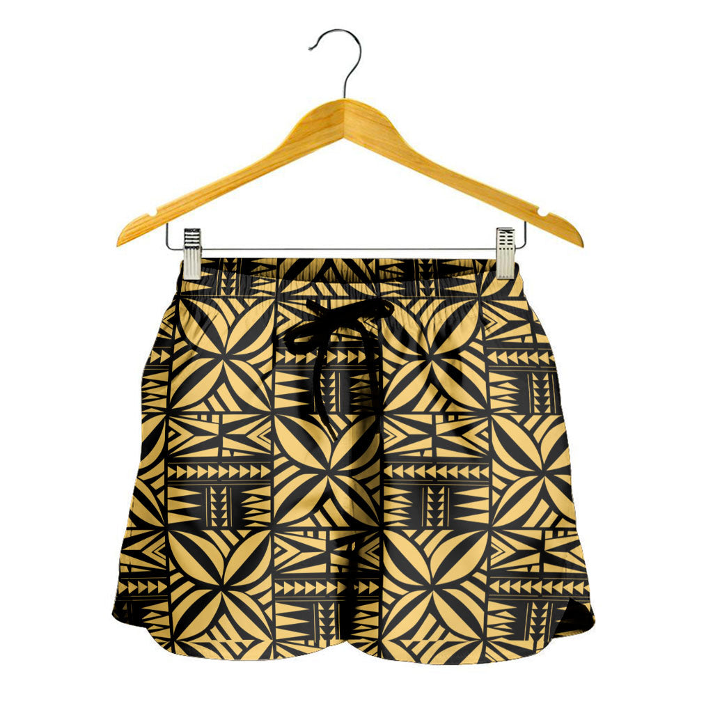 Samoa Women Shorts Design Stretch Print Fabric Gold
