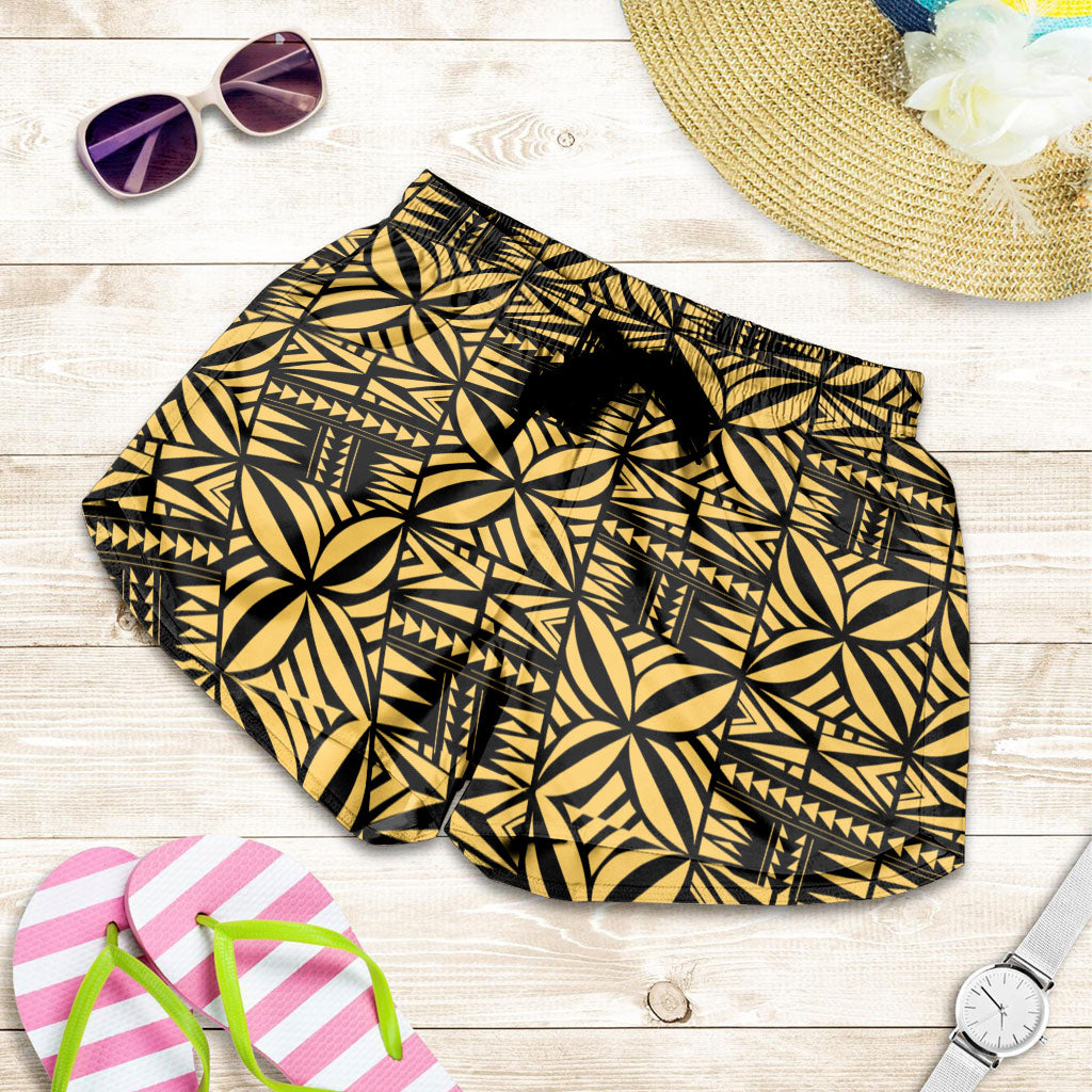 Samoa Women Shorts Design Stretch Print Fabric Gold