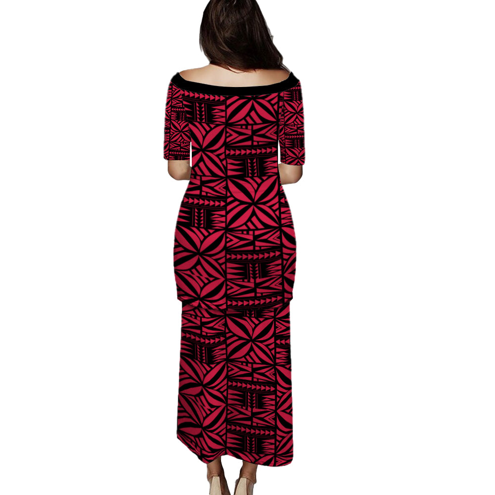 Samoa Puletasi Design Stretch Print Fabric Pink